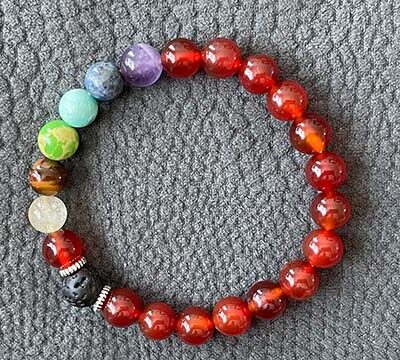 Carnelian Stone with 7 Chakra & Lava Rock Aromatherapy Diffuser Bracelet
