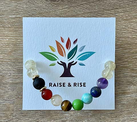 Citrine Crystal with 7 Chakra & Lava Rock Aromatherapy Diffuser Bracelet - Image 4