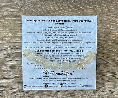 Citrine Crystal with 7 Chakra & Lava Rock Aromatherapy Diffuser Bracelet - Image 3
