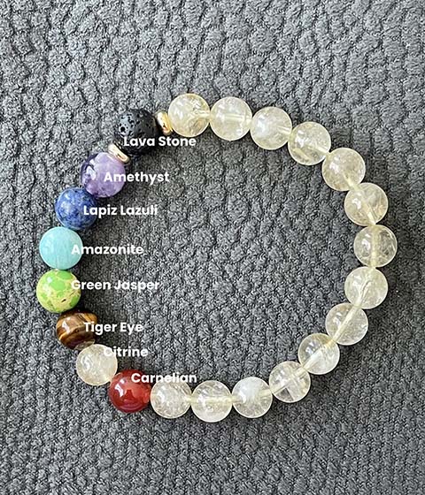 Citrine Crystal with 7 Chakra & Lava Rock Aromatherapy Diffuser Bracelet - Image 5