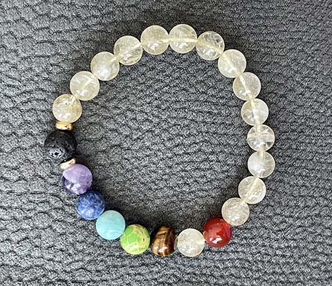 Citrine Crystal with 7 Chakra & Lava Rock Aromatherapy Diffuser Bracelet