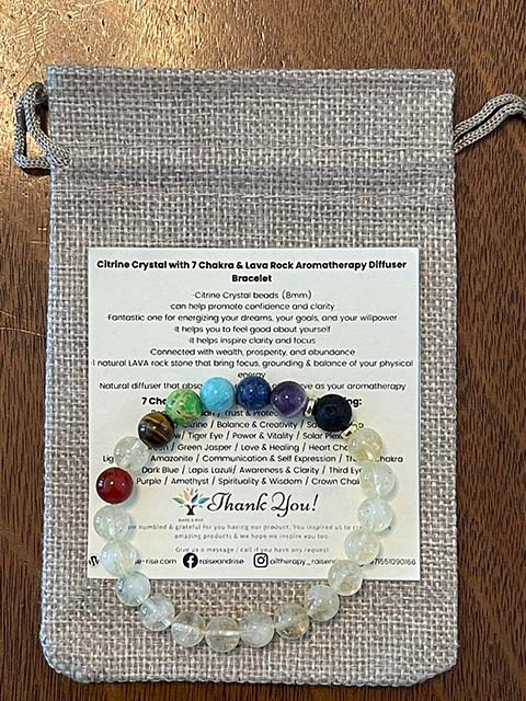 Citrine Crystal with 7 Chakra & Lava Rock Aromatherapy Diffuser Bracelet - Image 6