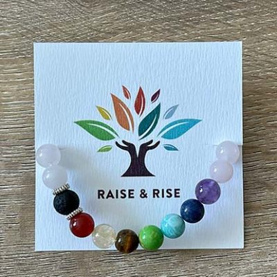 Rose Quartz with 7 Chakra & Lava Rock Aromatherapy Diffuser Bracelet