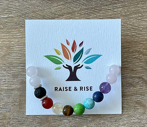 Rose Quartz with 7 Chakra & Lava Rock Aromatherapy Diffuser Bracelet