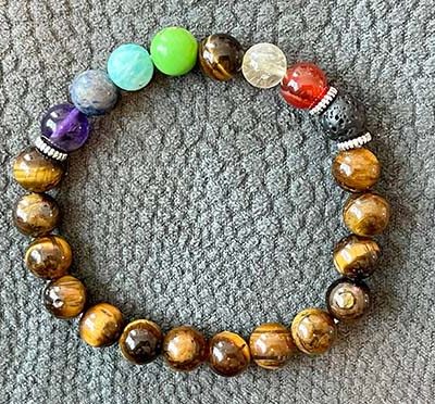 Tiger Eye with 7 Chakra & Lava Rock Aromatherapy Diffuser Bracelet